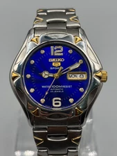 Seiko 5 Day Date Blue Sports Automatic 41mm Watch 7S36-00M0 Japan
