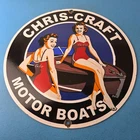 Vintage Chris Craft Sign - Motor Boats Porcelain Gas Pump Plate Sign