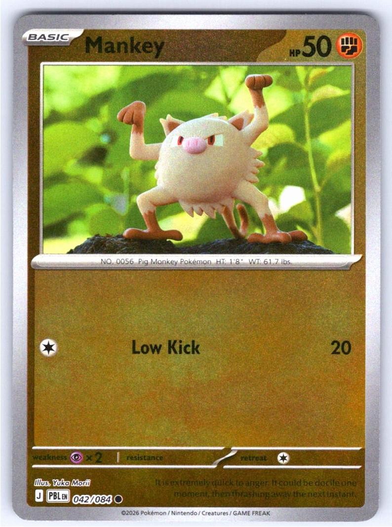 Mankey 042/084 Common Pitch Black Pokemon Reverse Holo