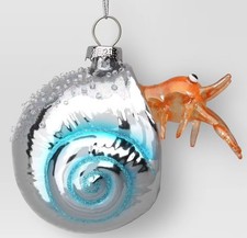 Glass Hermit Crab Christmas Ornament  sequin glitter accents  NWT Wondershop