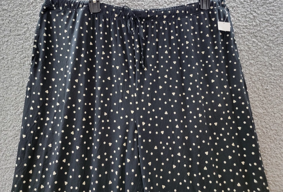 Pantalones de pijama State of Day talla grande de encaje tejido para mujer 3X negro/blanco Foto 3 de 4