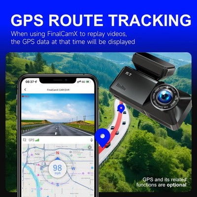 Dashcam Pro 4k With Front and Rear Camera, 5.8GHz WiFi, GPS, Free 64GB CardVG