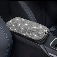Car Armrest Cover for Women White Diamond Rhinestone Bling Car Accessories Ca..