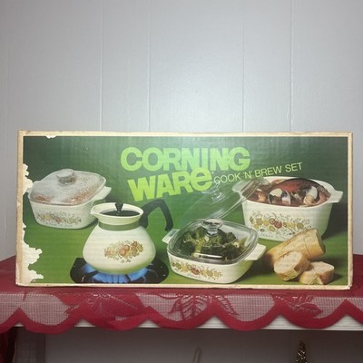 Corning Ware SPICE O' LIFE Cook 'N Brew Set 7 Pieces A-45O-8 unopened in og box 