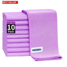 Microfiber Cleaning Cloth 10 Pk Glasses 16" X 14" Window Rags, Streak Lint Wipes