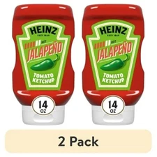(2 pack) Heinz Tomato Ketchup Blended With Jalapeno,14 oz Squeeze Bottle,NEW