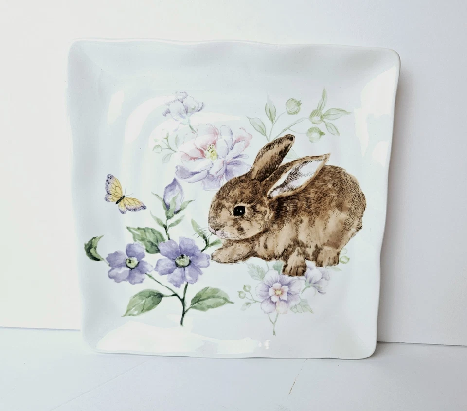 Maxcera Primavera Pascua Conejo Cena Ensalada Platos Floral Artículos para el Hogar Juego de 1 pieza Foto 3 de 3