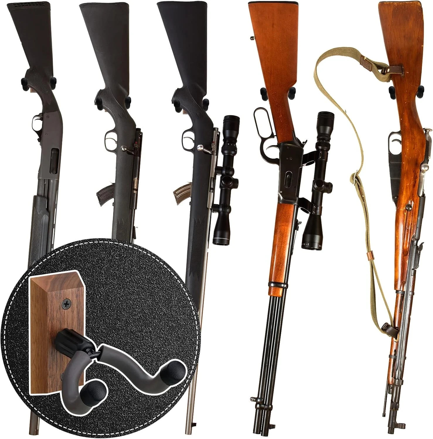 2 Pcs Crossbow Hanger for Wall Vertical Gun Rack Wall Mount Hardwood Gun Holder