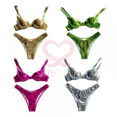 Women Sexy Bikini Reflective Shiny Metallic Swimsuit Push Up Underwire Beachwear
