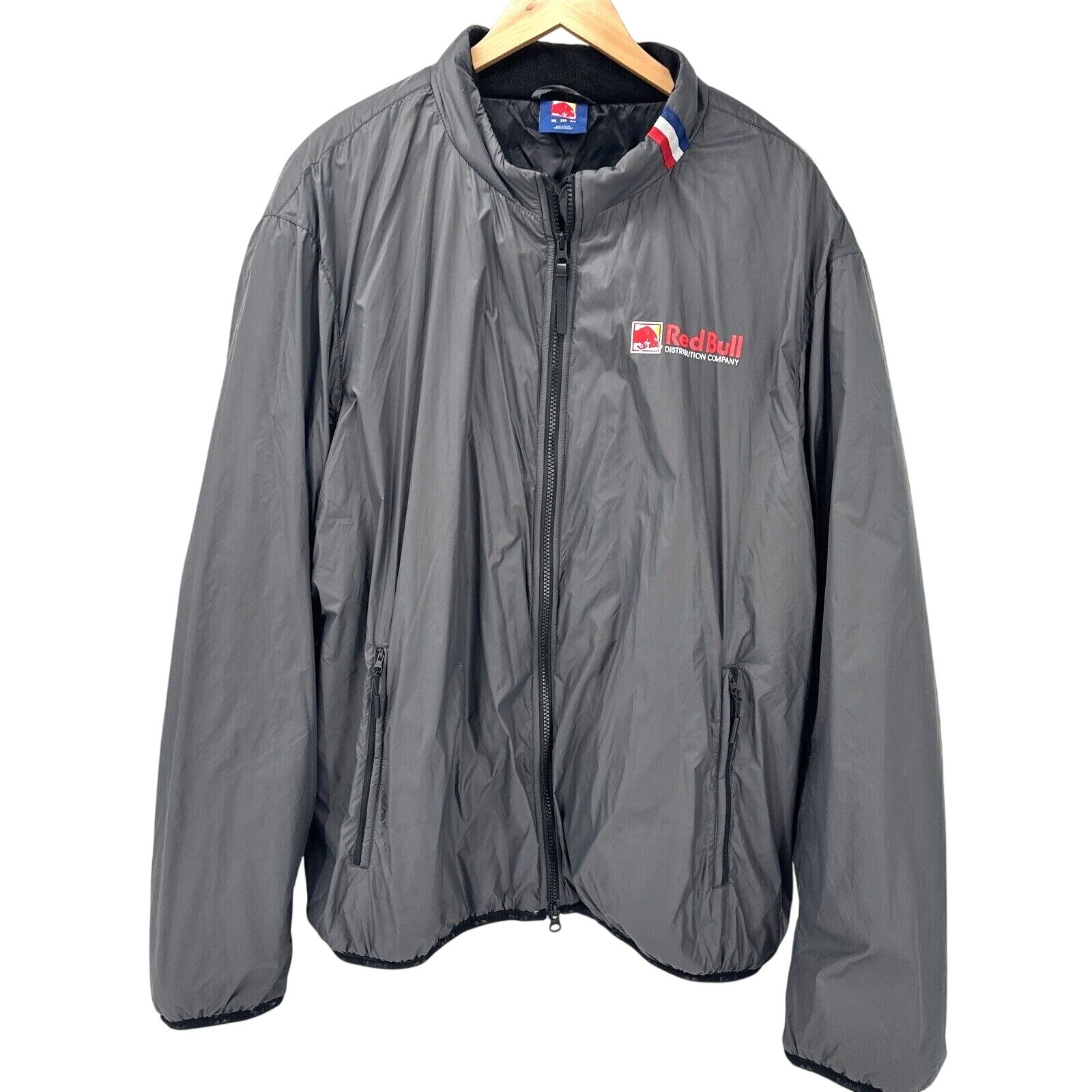 Red Bull Distribution Jacket Mens 3XL Gray Full Zip Lined Long Sleeve Bomber