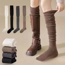 4-PACK SOLID COLOR LONG SLOUCH OVER KNEE HIGH BOOT SOCKS STOCKINGS WINTER TIGHTS