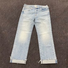 MOTHER The Scrapper Cuff Ankle Fray Jeans Women's Size 28 Sneak Peak