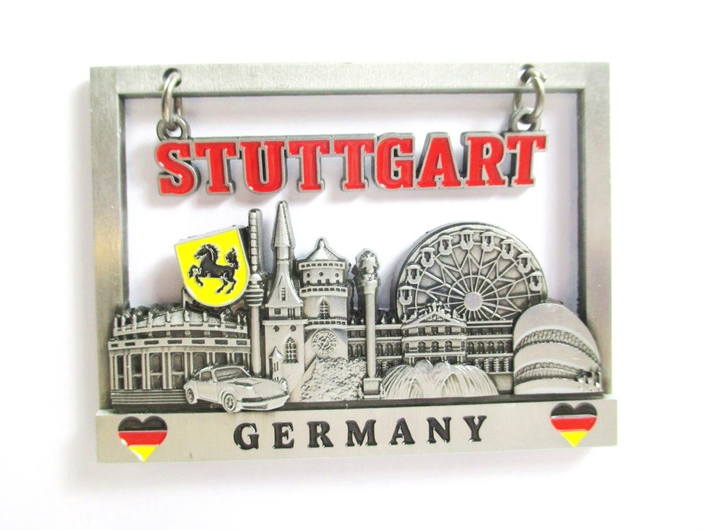 Stuttgart magnet metal souvenir writing frame Schlossplatz coat of arms Wasen