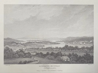 antike Grafik/historische Stadtansicht: Havel bei Potsdam Brandenburg um 1860 - Bild 1 von 4