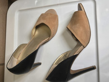 Levity Black/Beige Suede Leather DOrsay Peep ...