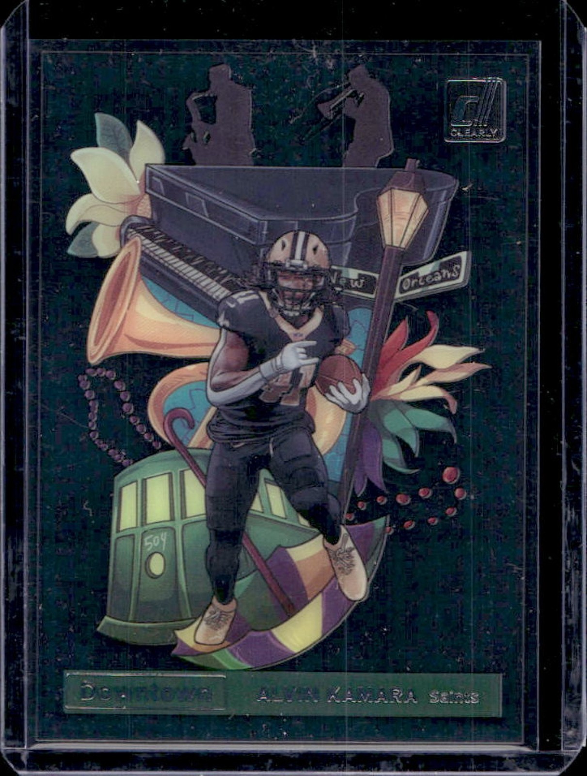 2021 Panini Clearly Donruss Alvin Kamara Downtown #D-18 Saints