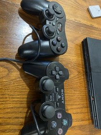 Sony PlayStation 2 Slim (PS2) Bundle w/ Cords, Two Controllers, and PS1 Game