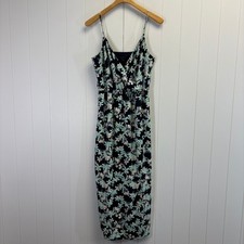 Banana Republic Women Boho Faux Wrap Floral Midi Dress Size 8P Cottage Summer