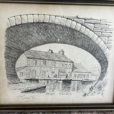 Original Vintage Marple Canal Cheshire - Top Lock House signiert von Brian Eddleston