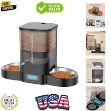 3.5L Automatic Cat Feeder for Two Cats, Food Dispenser with Stainless Steel B...