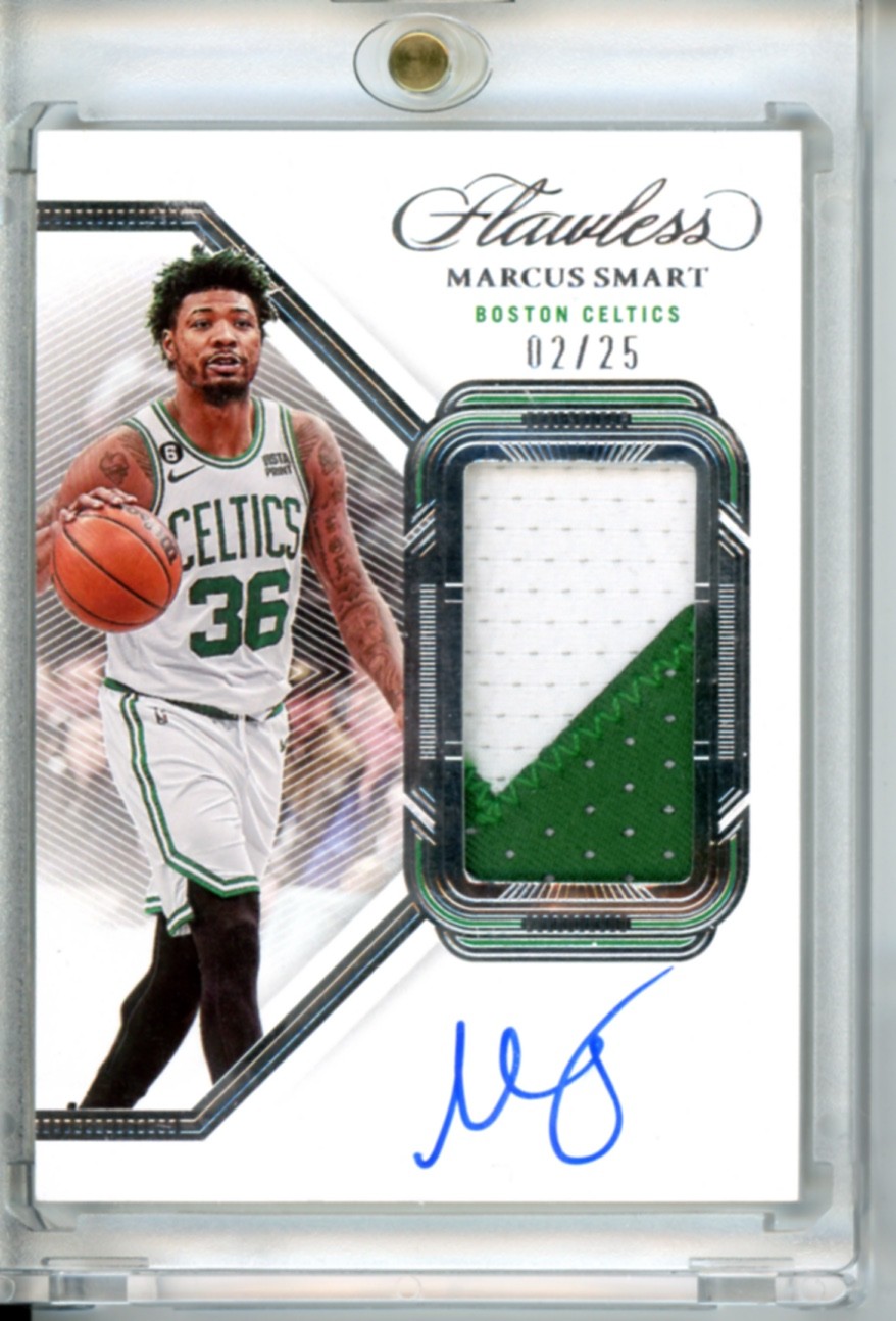 2022-23 Panini Flawless #VPA-MSM Marcus Smart Vertical Patch Auto #/25