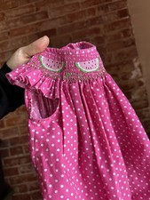 Vintage Smocked Vive La Fete Baby Girl 24M Dress Pink Polka Dot Watermelon Fruit