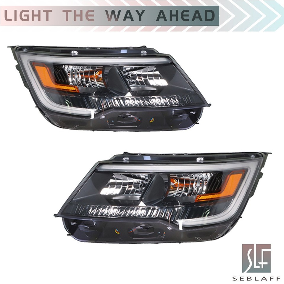 Black LED DRL Headlight Pair For Ford Explorer Sport 2016-2018 – SEBLAFF Direct Replacement