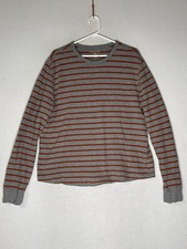 Sonoma Life  Style Gray Orange Striped Long Sleeve Round Neck Sweater Men's XL