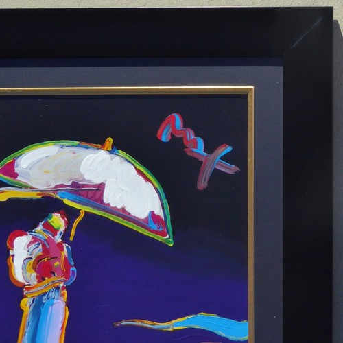 PETER MAX NEW MOON Unique Original Painting Hand signed framed 33" x 45" - Picture 4 of 6