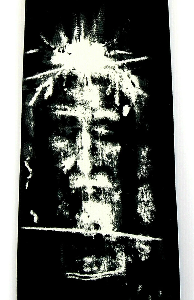 Corbata negra con cara religiosa cristiana cara de Jesús de Turín para hombre Foto 2 de 3