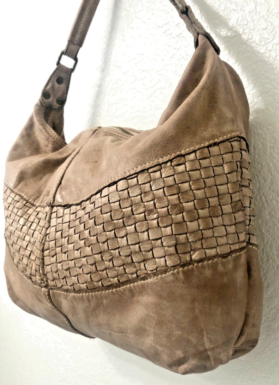 Civico 93 Italian Leather BEIGE Tan Shoulder Bag … - image 3