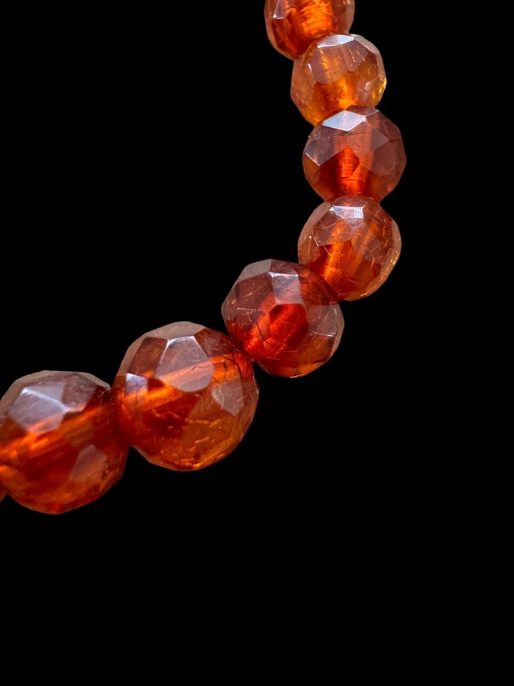 Pulsera elástica hecha a mano con cuentas vintage facetadas ámbar báltico coñac P4 Foto 3 de 4