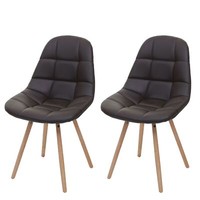 2Er-Set KüChenstuhl HWC-A60 Ii, Stuhl Esszimmerstuhl, Retro, Kunstleder Braun