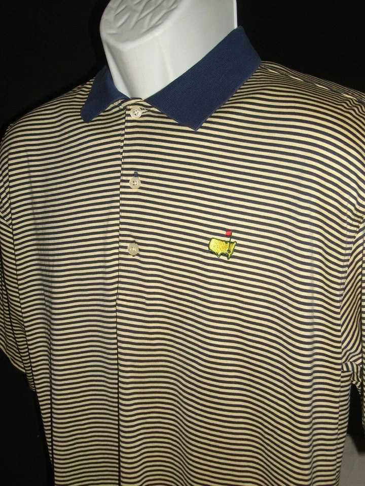  Augusta National Blue/Gold Striped 100% Cotton S/S Polo Shirt Sz. M - Image 3 of 4
