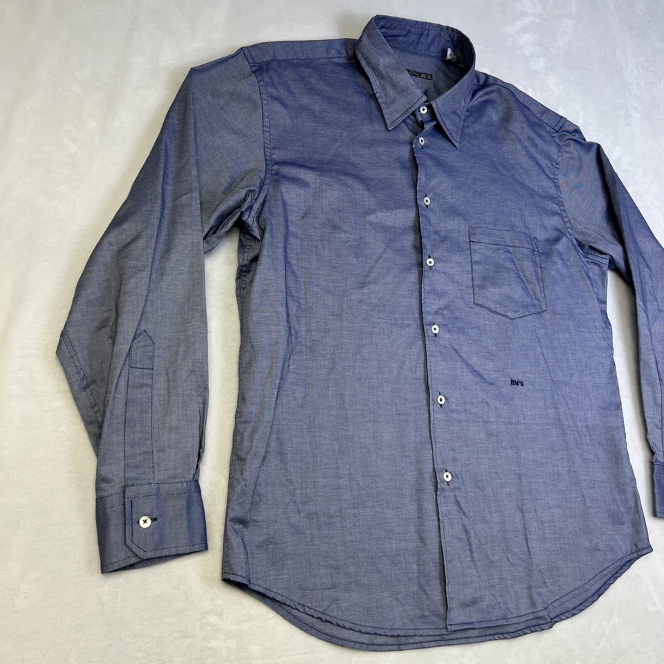Camisa con botones de algodón italiano azul iridiscente EM's Of Mason para hombre talla XL Foto 2 de 4