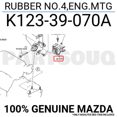 K12339070A Genuine Mazda RUBBER NO.4,ENG.MTG K123-39-070A | eBay