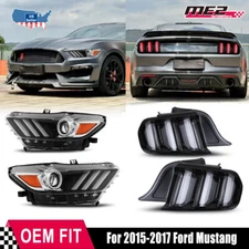 LED Headlights+Tail Lights Rear Brake Lamps For 2015 2016 2017 Ford Mustang