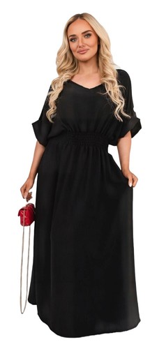 Womens Strapless Ladies V-neck Gold Button Sheering Long Maxi Summer Dress - Picture 9 of 30