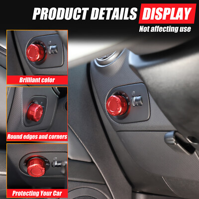 Red Alloy Headlight Switch Knob Cover Trim Ring For Seat Leon MK2 1P1 2008-2012
