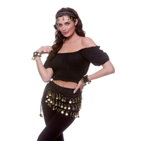 Wicked Gypsy Fortune Teller KostüM Set Damen Fancy Dress Hip Scarf Schwarz