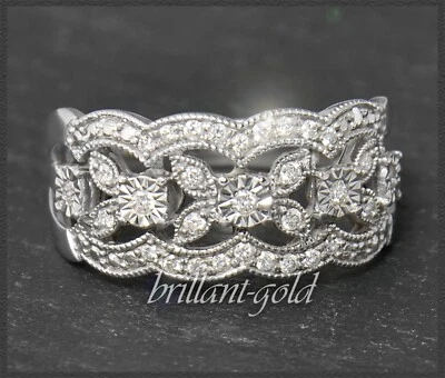 Diamant & Weißgold Ring mit 0,30ct Brillanten, 10 Karat Gold Damen Bandring - Bild 1 von 4