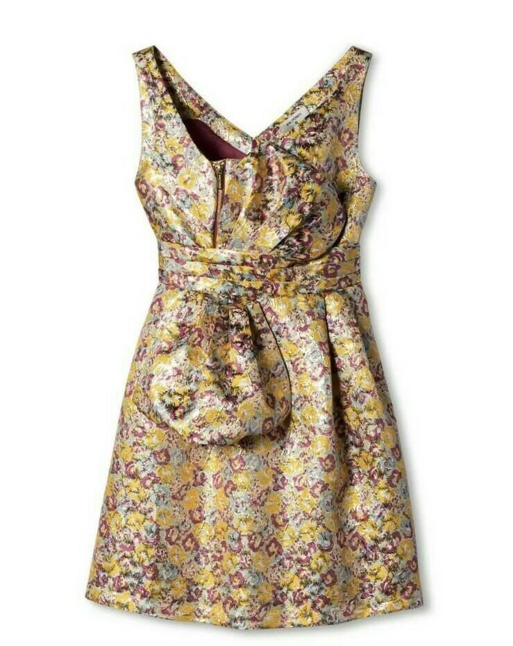 Zac Posen Target Gold Brocade Cocktail Party Dress Pockets Womens 8 NWT
