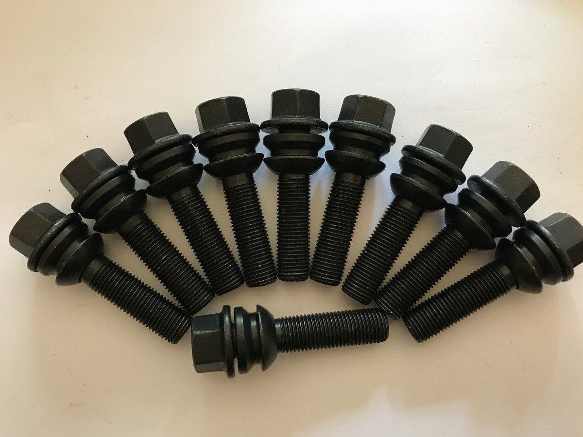 10x M14x1.5 Black Floating Collar Wheel Bolts – 42mm Thread – For VW T5 T6 T28