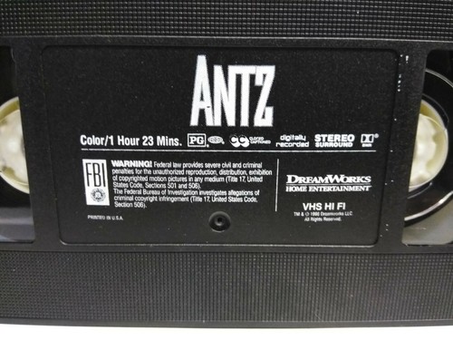 Antz (VHS, 1999, Clamshell) Dreamworks VINTAGE Clamshell VHS RELEASE VER 122198 - Picture 5 of 8