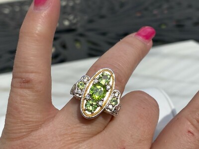 Dallas Prince Sterlingsilber 3,01 ctw Peridot & weißer Zirkon Schild Ring SHOPHQ