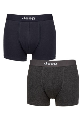 Jeep Mens Hipster Trunks Cotton Rich Plain Fitted Assorted Colours- 2 Pack Boxed - Picture 12 of 13