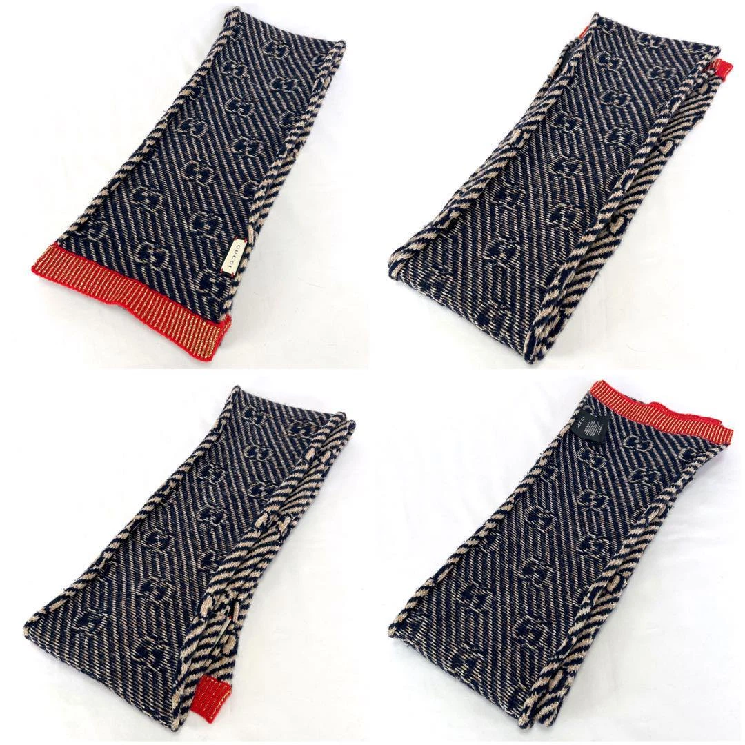 Gucci écharpe laine motif paillettes tricolore rouge noir 20 × 180 cm femme
