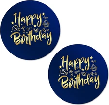 40 Happy Birthday Stickers, 2 Inch Big round Glossy Labels, Great for Birthday P