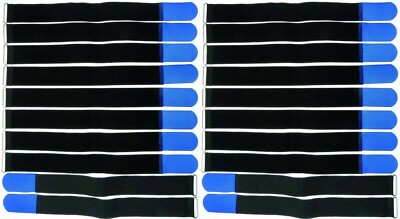 20 x Cable Hook and Loop 50cm x 50mm Blue Hook and Loop Hook and Loop Cable Ties Tape with Eyelet