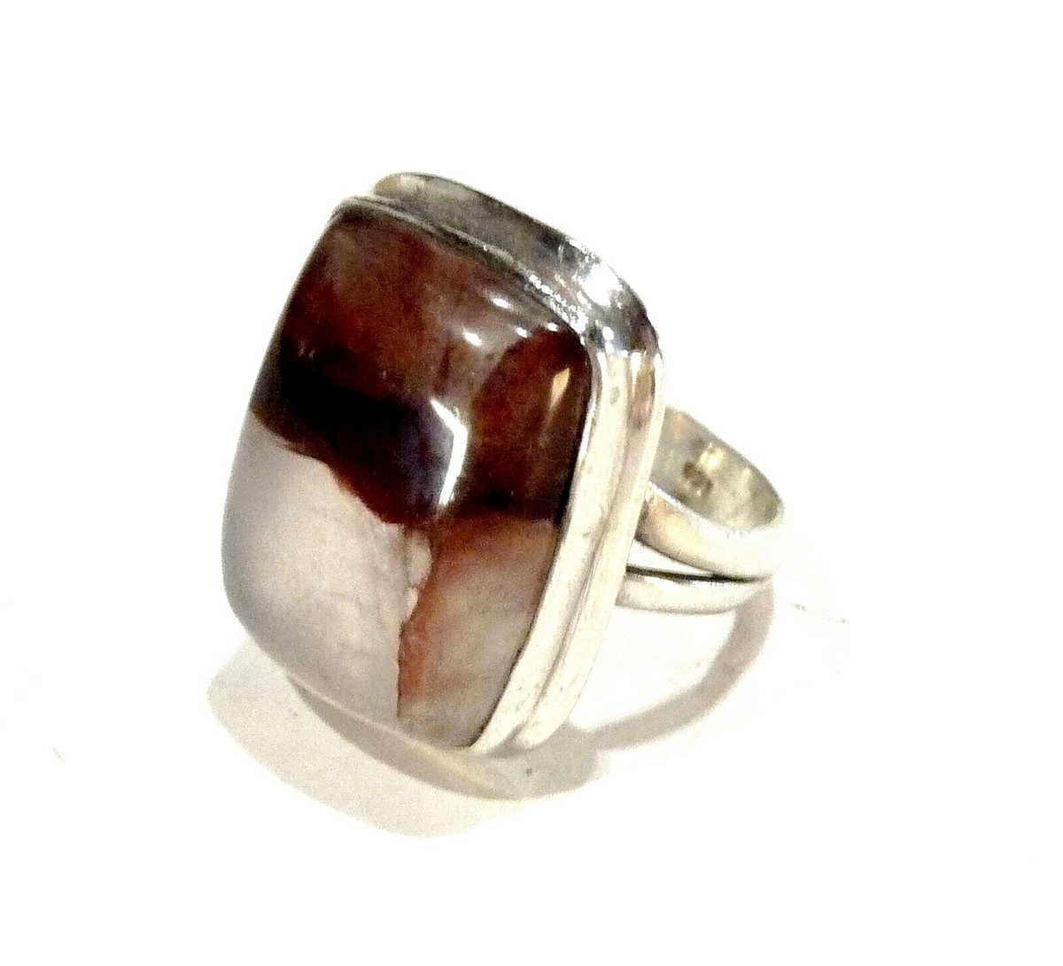 Bague En Argent 925 Avec Agate Multicolore - Taille 54 - Occasion Très Bon état